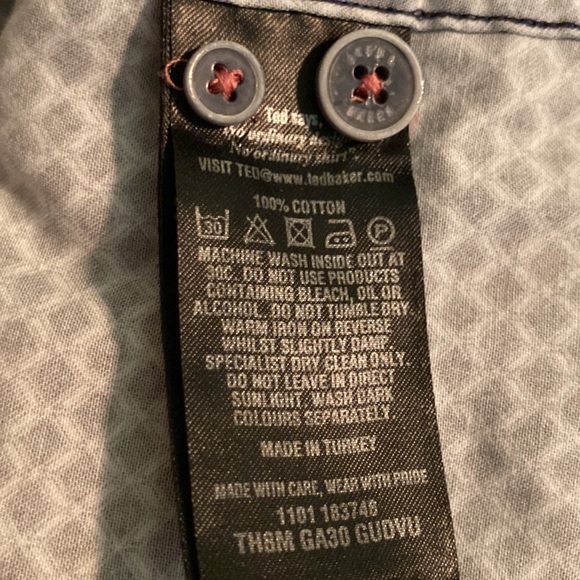 Ted Baker men’s size 7 3XL casual Black patterned short sleeve button down shirt - Picture 6 of 6